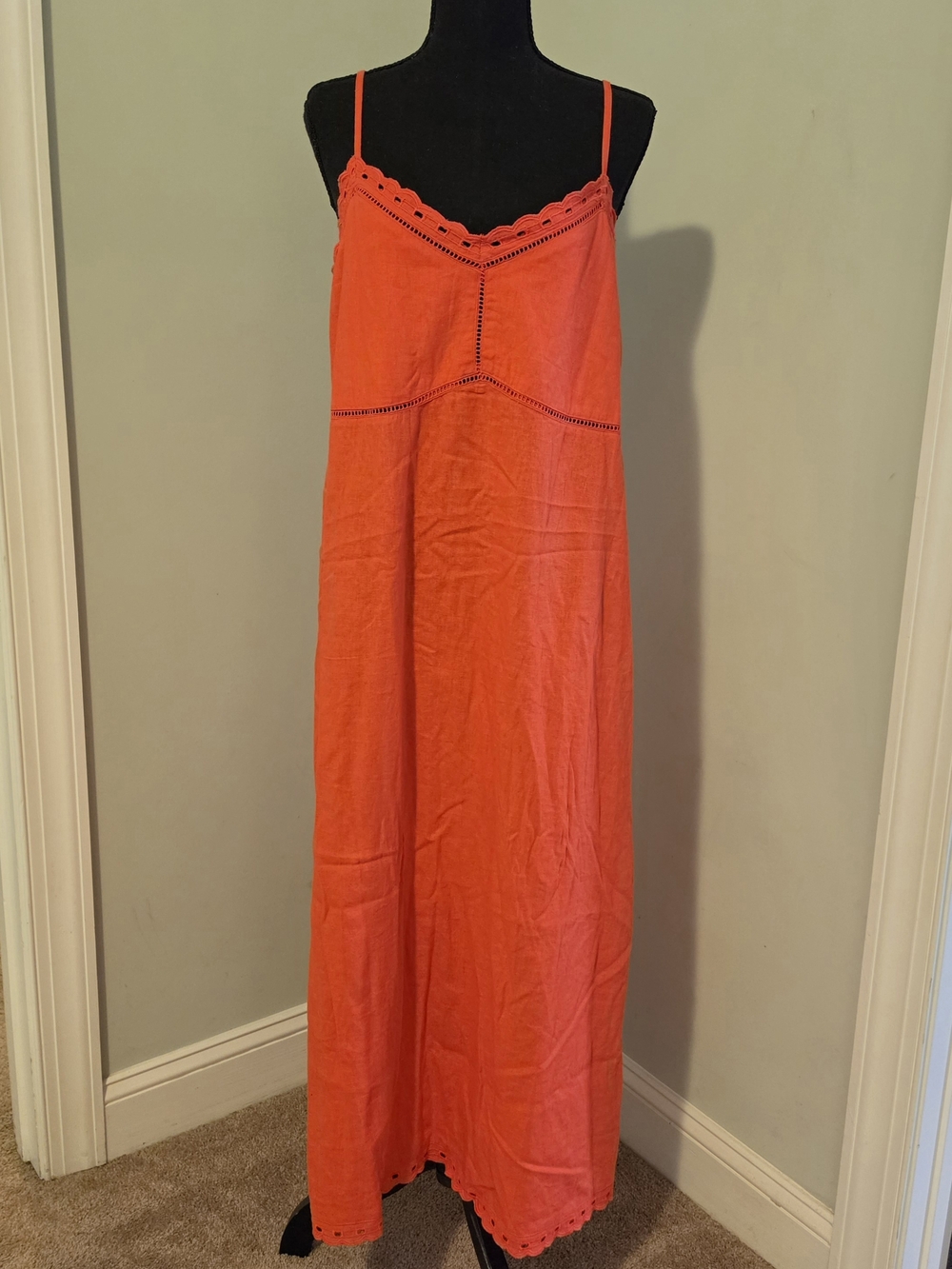 Old Navy Orange Maxi Dress with Scallop Trim